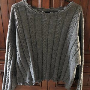 *NWOT* very j gray distressed crop sweater